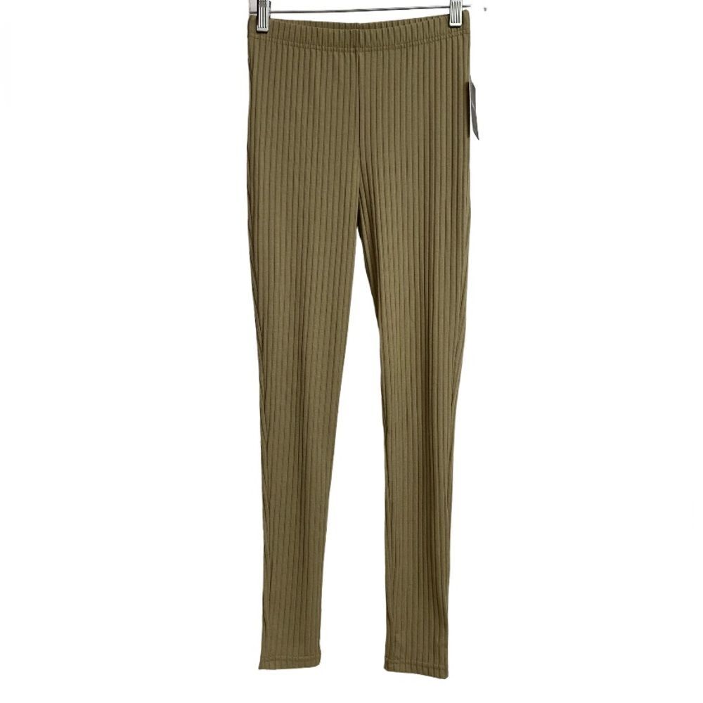 NWT Forever 21 High Rise Ribbed Leggings Women's Sz S Sage Athleisure Loungewear